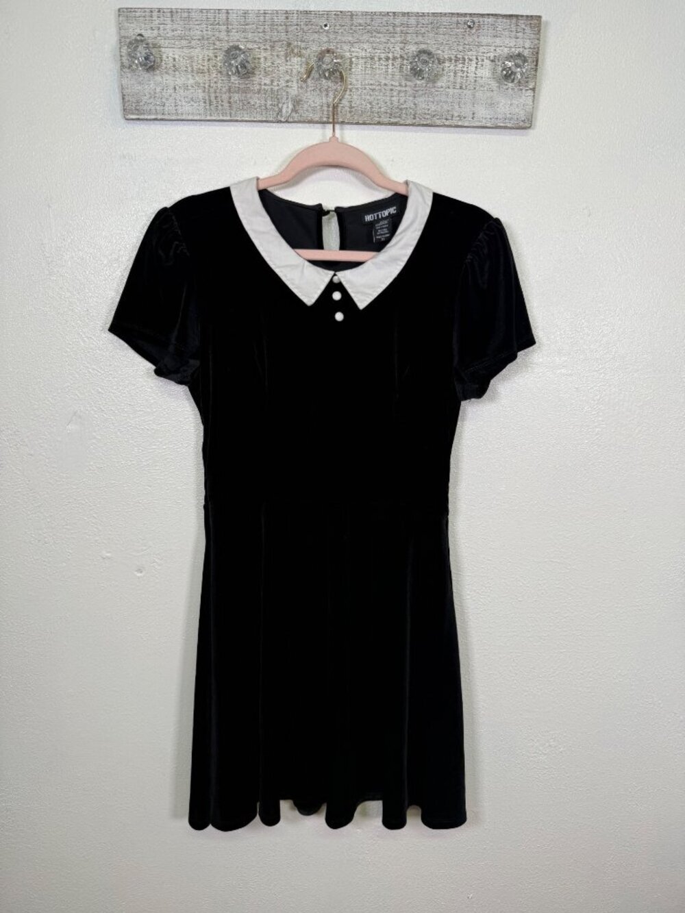 Black velvet w/white collar short dress Wednesday Addams Halloween Costume XL - Picture 11 of 15